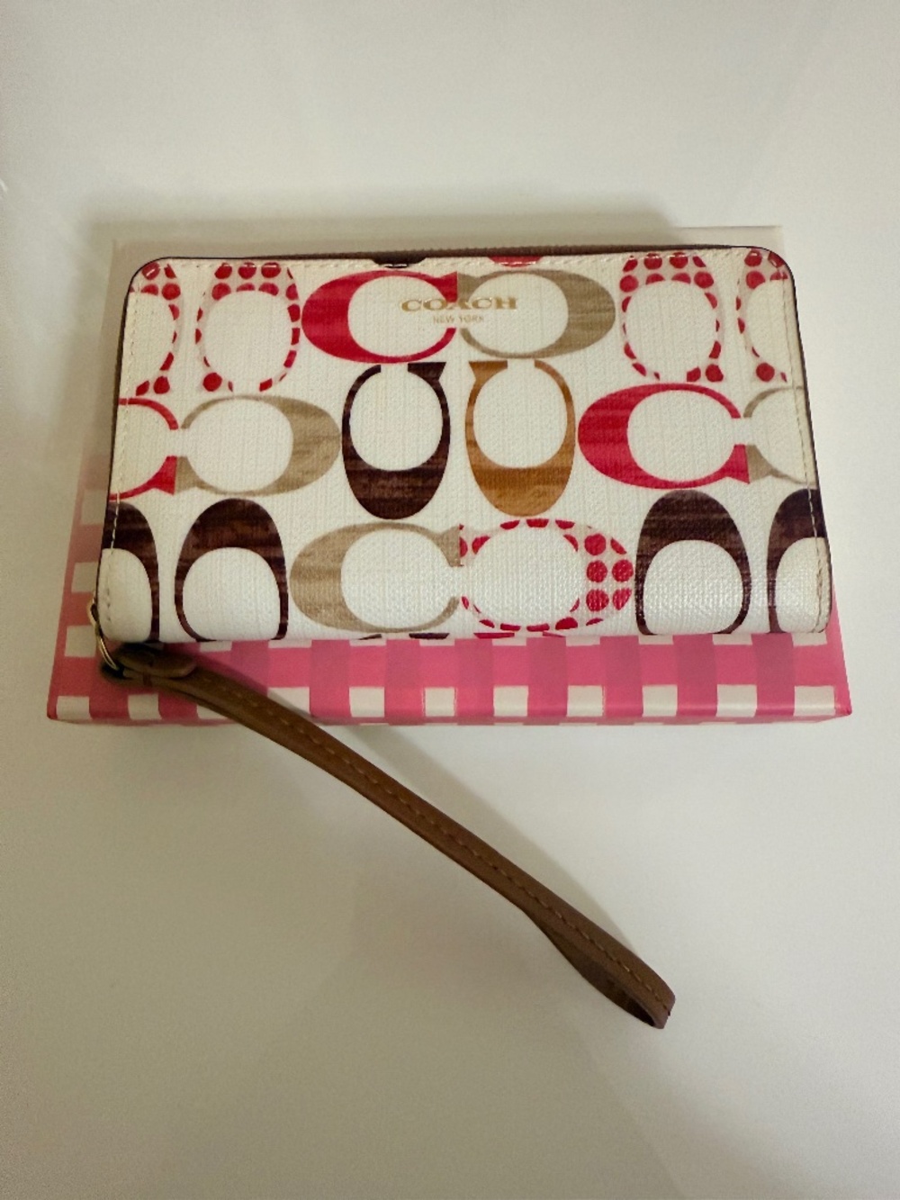 Coach Multicolor Monogram Wristlet With Box NWOT